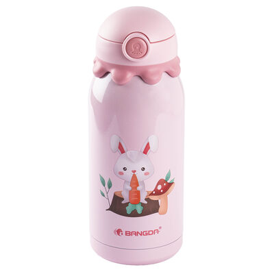 PEMBE ÇİFT KATMANLI PASLANMAZ ÇELİK ÇOCUK TERMOSU 600ML